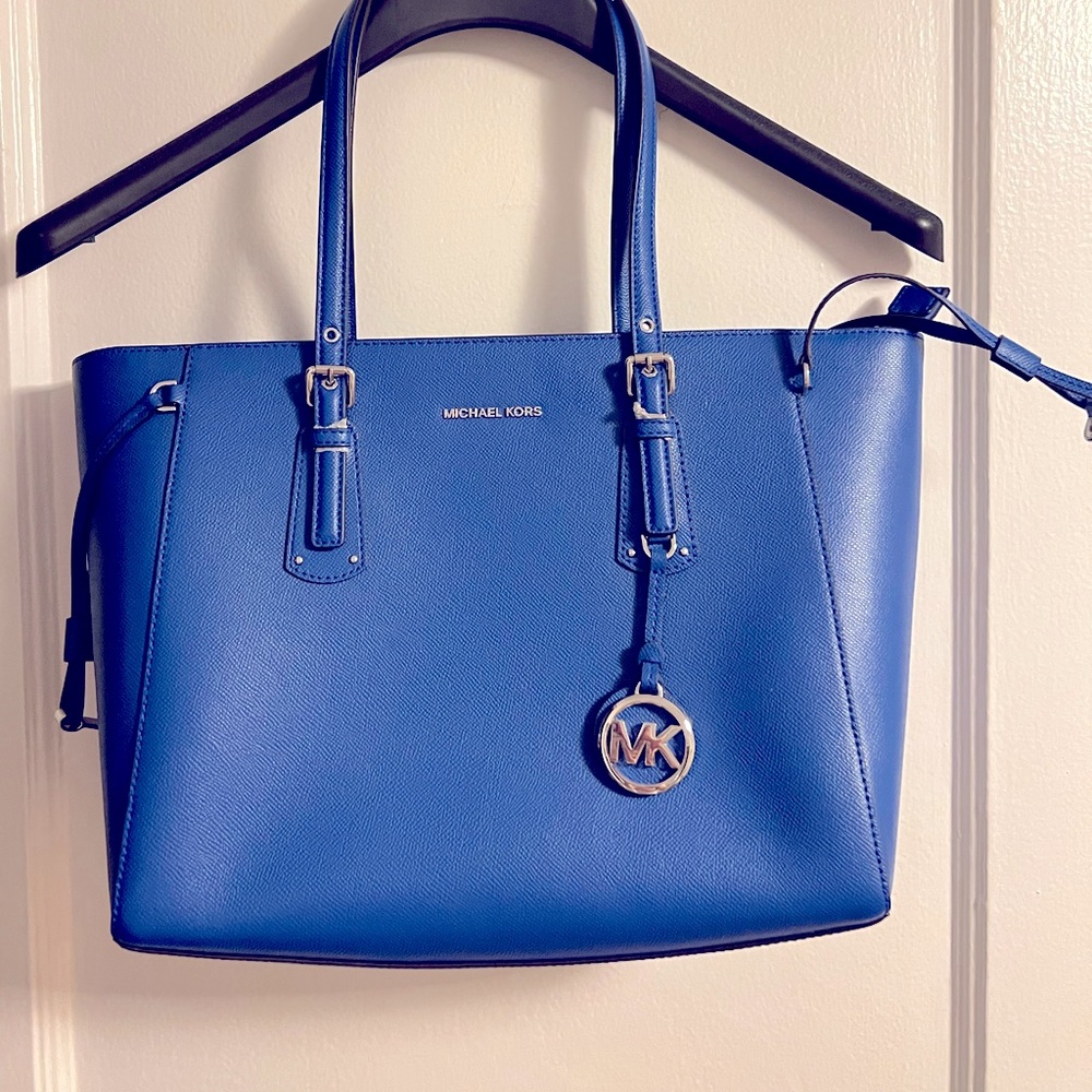 Electric Blue Michael Kors Large Tote (16”L x 10”H x 6”W)